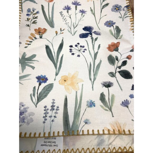 Multi Floral Whip Stitch Table Runner 14"x71" Polyester - Picture 2 of 3